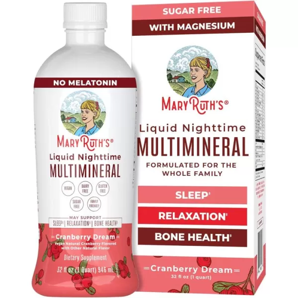 Extra Strength Nighttime Liquid Multimineral Sleep Supplement  Sugar Free  Calm Magnesium Citrate Sleep  NO Melatonin  Calcium Magnesium Zinc  Available in 4 Flavors  Vegan  32 ServingsCranberry