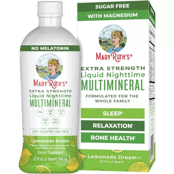 Extra Strength Nighttime Liquid Multimineral Sleep Supplement  Sugar Free  Calm Magnesium Citrate Sleep  NO Melatonin  Calcium Magnesium Zinc  Available in 4 Flavors  Vegan  32 ServingsLemonade