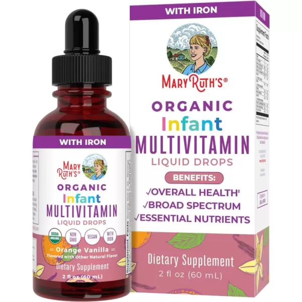 MaryRuth Organics Multivitamin ampamp Multimineral with Iron for Infants  USDA Organic  Sugar Free  Liquid Vitamins for Babies 612 Months  Immune Support ampamp Overall Wellness  Vegan  NonGMO  2 Fl OzVanilla Orange