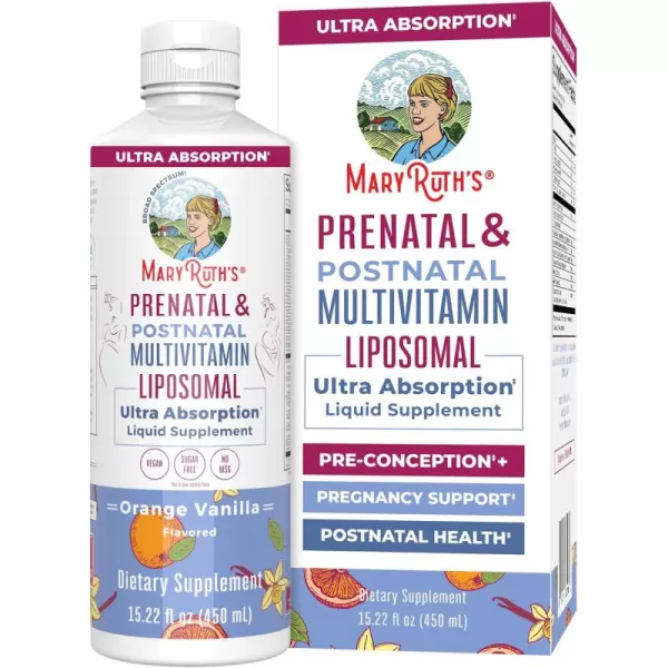 MaryRuth Organics Prenatal ampamp Postnatal Multivitamin for Women  Sugar Free  Formulated for PreConception Pregnancy ampamp Nursing  Prenatal Vitamins  Vegan  NonGMO  Gluten Free  30 ServingsOrange