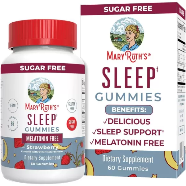 MaryRuth Organics Sleep Gummies  Sugar Free  NO Melatonin  L Theanine Lemon Balm Chamomile Vitamin B6  Relaxation ampamp Sleep Support for Adult  Vegan  NonGMO  Gluten Free  60 Count