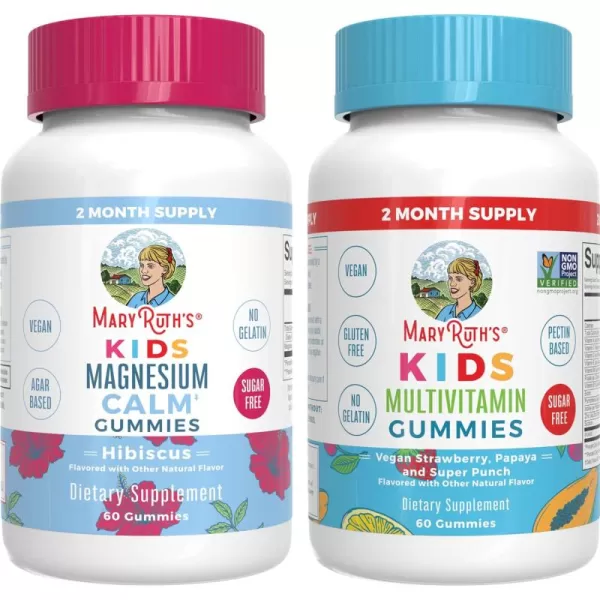 MaryRuths Multivitamin Strawberry and Magnesium Calm Gummies Hibiscus for Kids  Clean Label Project Verified  Vitamins for Overall Wellness and Sleep Vegan NonGMO Gluten Free