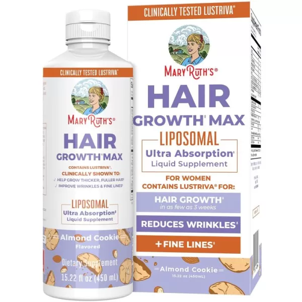 MaryRuths Womens Hair Growth MAX Liposomal  With Lustriva  Biotin 10000mcg  Pumpkin Seed Oil Thicker Hair  Hair Care  Wrinkles Fine Lines Skin Care  Ages 18  1522 Fl OzAlmond Cookie