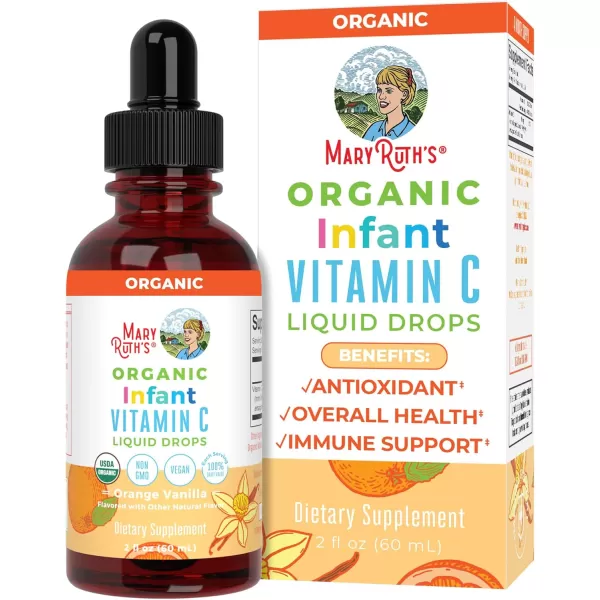 Infant ampamp Baby Vitamin C Supplement  USDA Organic Vitamin C Liquid Drops for Infants  Ages 612 Months  Immune Support Supplement  Overall Health  Vegan  NonGMO  Gluten Free  2 Fl OzOrange Vanilla