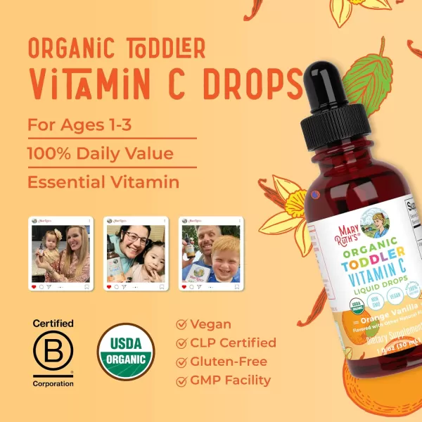 Infant ampamp Baby Vitamin C Supplement  USDA Organic Vitamin C Liquid Drops for Infants  Ages 612 Months  Immune Support Supplement  Overall Health  Vegan  NonGMO  Gluten Free  2 Fl OzOrange Vanilla