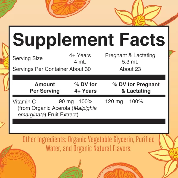 Infant ampamp Baby Vitamin C Supplement  USDA Organic Vitamin C Liquid Drops for Infants  Ages 612 Months  Immune Support Supplement  Overall Health  Vegan  NonGMO  Gluten Free  2 Fl OzOrange Vanilla