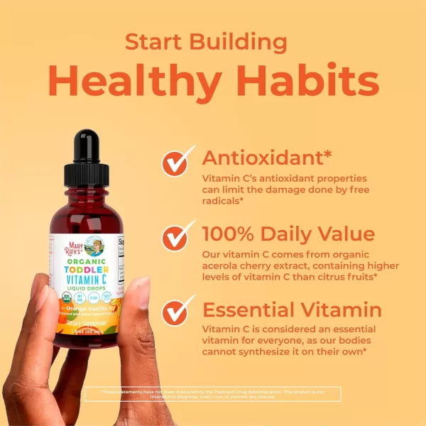 Infant ampamp Baby Vitamin C Supplement  USDA Organic Vitamin C Liquid Drops for Infants  Ages 612 Months  Immune Support Supplement  Overall Health  Vegan  NonGMO  Gluten Free  2 Fl OzOrange Vanilla