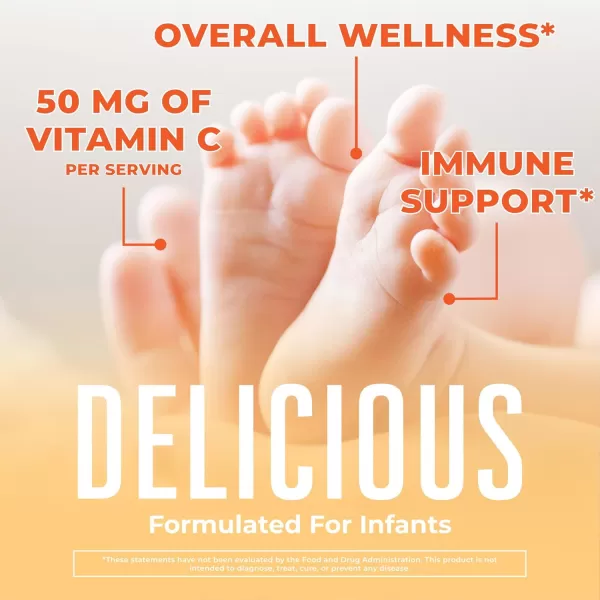 Infant ampamp Baby Vitamin C Supplement  USDA Organic Vitamin C Liquid Drops for Infants  Ages 612 Months  Immune Support Supplement  Overall Health  Vegan  NonGMO  Gluten Free  2 Fl OzOrange Vanilla