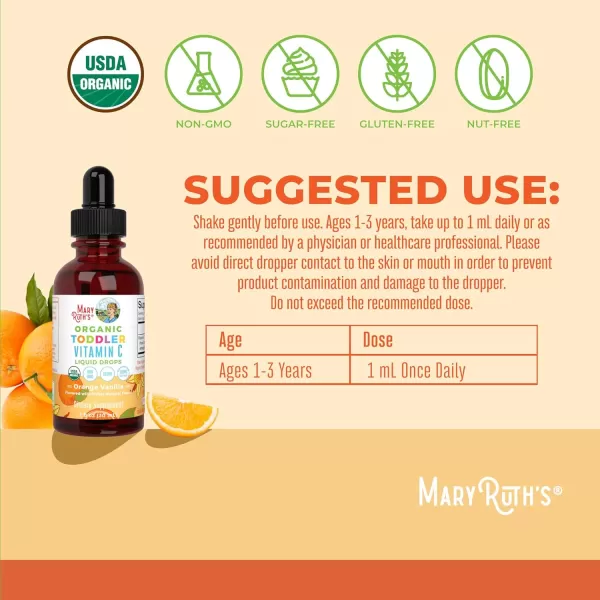 Infant ampamp Baby Vitamin C Supplement  USDA Organic Vitamin C Liquid Drops for Infants  Ages 612 Months  Immune Support Supplement  Overall Health  Vegan  NonGMO  Gluten Free  2 Fl OzOrange Vanilla