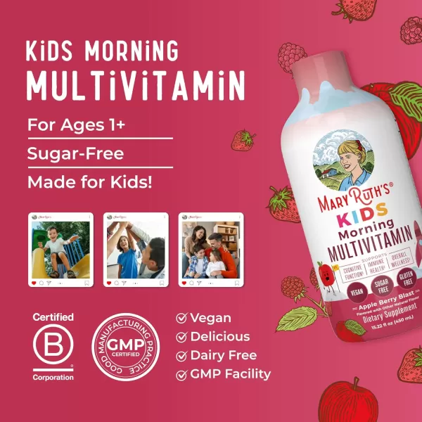 Kids Liquid Morning Multivitamin by MaryRuths  Kids Multivitamin  Immune Support Supplement  Multivitamin for Kids  Vitamin C  Vitamin D  Vegan  30180 Servings  1522 fl oz