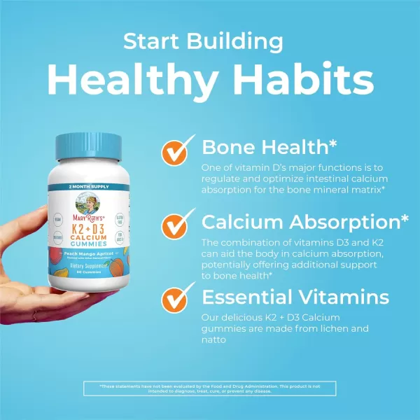 MaryRuth Organics Calcium with Vitamin D ampamp Vitamin K2 2 Month Supply Calcium Supplement Supports Bone Health ampamp Joint Support with Vitamins D3 K2 Gummies Vegan NonGMO Gluten Free 60 CountMango