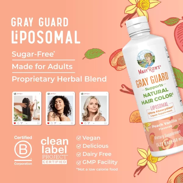 MaryRuth Organics Gray Guard Liposomal Supports Natural Hair Color with Copper ampamp Pantothenic Acid Holy Basil ampamp Traditional Herbs Vitamin E ampamp Vitamin B for Overall Health Ages 18 1522 Fl oz