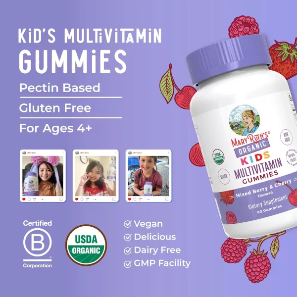 MaryRuth Organics Kids Vitamins  Multi  1 Month Supply  Kids Multivitamin Gummies for Ages 2  Multivitamin for Kids  Vitamins for Kids  Vegan  Only 2 Gummies a Day  60 Count 