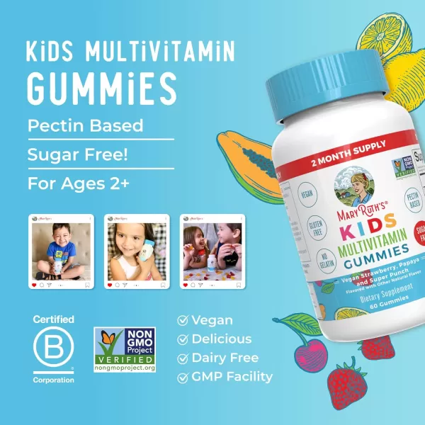 MaryRuth Organics Kids Vitamins  Multi  Sugar Free  2 Month Supply  Kids Multivitamin Gummies for Ages 2  Multivitamin for Kids  Vitamins for Kids  Vegan  Only 1 Gummy a Day  60 Count 