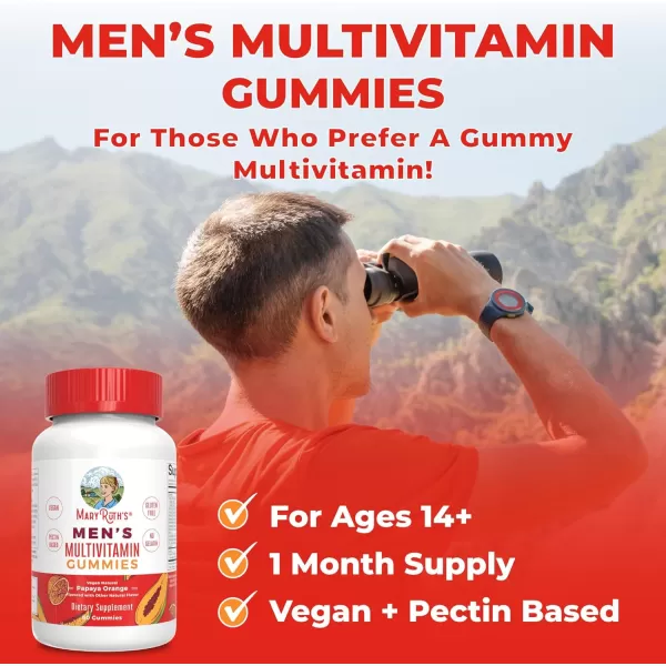 MaryRuth Organics Mens Multivitamins Gummies  Vegan Mens Vitamins  Mens Daily Multivitamins for Immune Support  NonGMO ampamp Gluten Free Vitamins for Men  0g Sugar Per Serving  60 Count