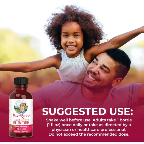 MaryRuth Organics Multivitamin for Women Men ampamp Kids No Added Sugar  Morning Raspberry  Liquid Vitamins for Adults ampamp Kids  Mens  Womens Multivitamin  Energy ampamp Beauty Booster  161 Fl Oz BottlesRaspberry