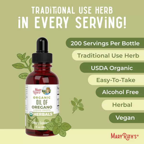 MaryRuth Organics Oregano Oil Drops  6 Month Supply  USDA Organic Oil of Oregano Liquid  Herbal Blend for Immune Support  Digestive Health  Overall Health  Vegan  Sugar Free  NonGMO  1 Fl OzUnflavored