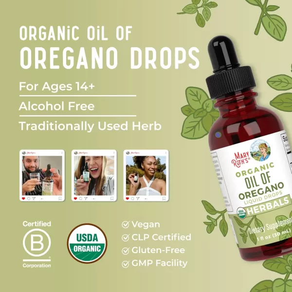 MaryRuth Organics Oregano Oil Drops  6 Month Supply  USDA Organic Oil of Oregano Liquid  Herbal Blend for Immune Support  Digestive Health  Overall Health  Vegan  Sugar Free  NonGMO  1 Fl OzUnflavored