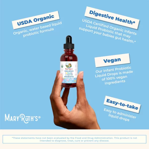 MaryRuth Organics USDA Organic Infant Liquid Probiotic Drops  Baby Essentials  Probiotics for Infants  Baby Probiotic Drops  Proprietary Probiotic Blend  Vegan  Non GMO  125 Servings