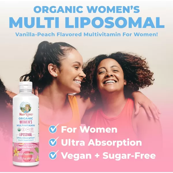 MaryRuth Organics USDA Organic Multivitamin for Women Sugar Free Womens Multivitamin Liquid Vitamins for Women Immune Support Supplement Ashwagandha Methylfolate Vegan NonGMO 1522 Fl OzVanilla Peach