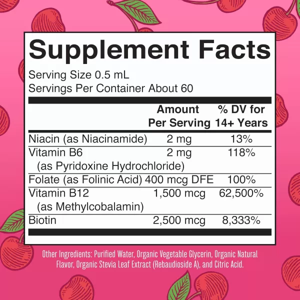 MaryRuth Organics Vitamin B Complex  B Vitamins Complex  Biotin  Vitamin B12  Niacin  Folate  Metabolic Support Supplement  Vegan  USDA Organic  NonGMO  Gluten Free  2 Month SupplyCherry