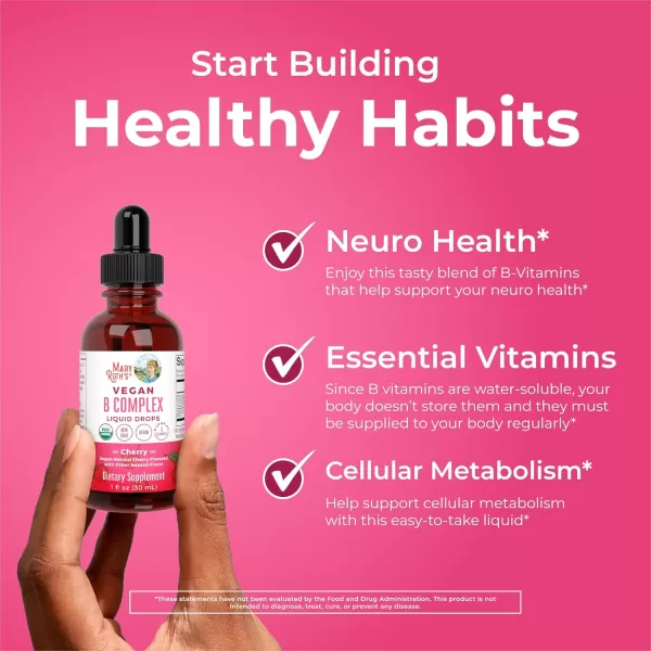 MaryRuth Organics Vitamin B Complex  B Vitamins Complex  Biotin  Vitamin B12  Niacin  Folate  Metabolic Support Supplement  Vegan  USDA Organic  NonGMO  Gluten Free  2 Month SupplyCherry