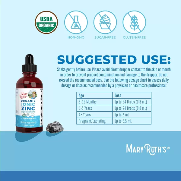 MaryRuth Organics Zinc Supplements for Immune Support Ionic Zinc for Kids ampamp Adults Liquid Zinc Supplement 40 Day Supply Zinc Sulfate Skin Care Supplement Vegan Gluten Free Glycerin Based 4 oz