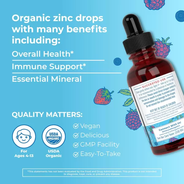 MaryRuth Organics Zinc Supplements for Immune Support Liquid Zinc Supplement Immune Support Supplement for Kids Ages 413 Zinc Sulfate Vegan USDA Organic Glycerin Based 2 Fl Oz