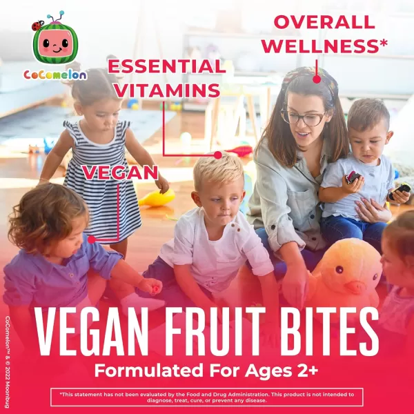 MaryRuths Cocomelon Multivitamin Fruit Bites  Multivitamin for Kids  Vitamin A Vitamin C Vitamin D Vitamin E for Toddlesr Ages 2 Years  Immune Support  Vegan  Gluten Free  60 Count