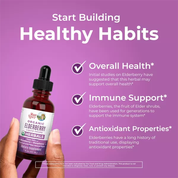 MaryRuths Elderberry Syrup  USDA Organic  Sugar Free Immune Support Supplement for Adults ampamp Kids Ages 1  Vegan NonGMO Immune Boosters Clean Label Project Verified  1 Fl Oz