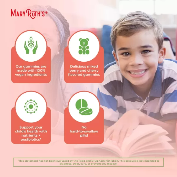 MaryRuths Kids Multivitamin Gummies  Postbiotics  USDA Organic Vitamins for Kids with Lactobacillus Rhamnosus  Vegan NonGMO  Multi with Postbiotics for Ages 4  60 Count