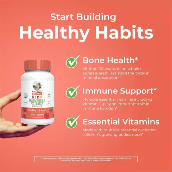 MaryRuths Kids Multivitamin Gummies  Postbiotics  USDA Organic Vitamins for Kids with Lactobacillus Rhamnosus  Vegan NonGMO  Multi with Postbiotics for Ages 4  60 Count
