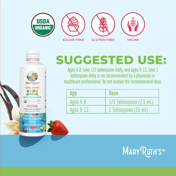 MaryRuths Kids Multivitamin lipsomal  Vegan SugarFree Vitamins for Kids Ages 2  Childrens Vitamins 12 Month Supply  Multivitamin for Kids  Multi  Kids Vitamins  1522 Fl Oz