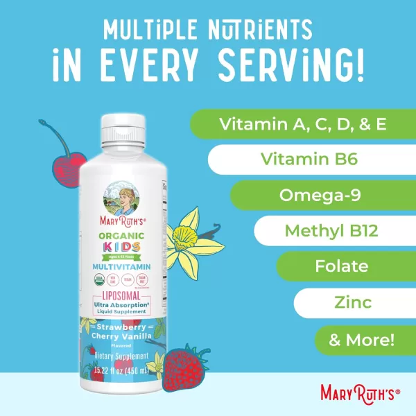 MaryRuths Kids Multivitamin lipsomal  Vegan SugarFree Vitamins for Kids Ages 2  Childrens Vitamins 12 Month Supply  Multivitamin for Kids  Multi  Kids Vitamins  1522 Fl Oz