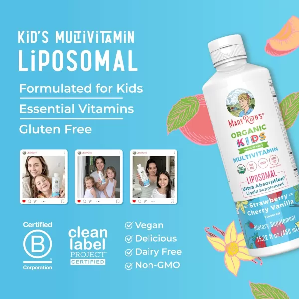 MaryRuths Kids Multivitamin lipsomal  Vegan SugarFree Vitamins for Kids Ages 2  Childrens Vitamins 12 Month Supply  Multivitamin for Kids  Multi  Kids Vitamins  1522 Fl Oz