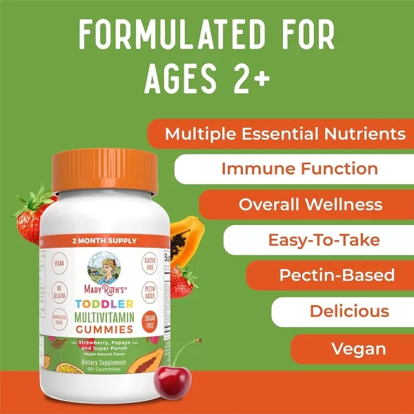 MaryRuths Sugar Free Vitamin Gummies for Kids Age 2  2 Month Supply Multivitamin with Vitamin C D3 Zinc  1 Gummy Per Day  Toddler Vitamins  Sugar Free  Vegan  Non GMO  60 Count