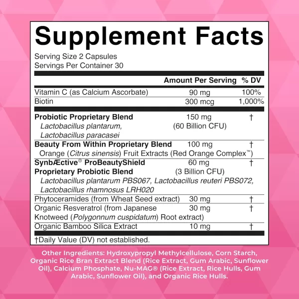 Probiotic Beauty Capsules by MaryRuths  Collagen Boost  1 Month Supply  Vegan Collagen ampamp Probiotic Capsules for Hair Skin and Nails  with Biotin for Adults  NonGMO  Gluten Free  60 CountUnflavored