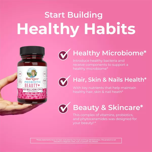 Probiotic Beauty Capsules by MaryRuths  Collagen Boost  1 Month Supply  Vegan Collagen ampamp Probiotic Capsules for Hair Skin and Nails  with Biotin for Adults  NonGMO  Gluten Free  60 CountUnflavored