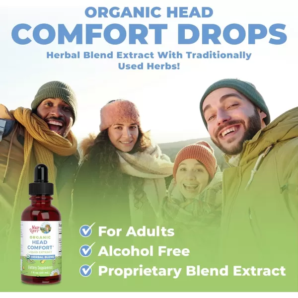 USDA Organic Head Comfort Liquid Extract Herbal Blend by MaryRuths  Ginger Root  Willow Bark  Feverfew Whole Plant  Meadowsweet Traditional Herbs  NonGMO  Vegan  Gluten Free  1 Fl Oz