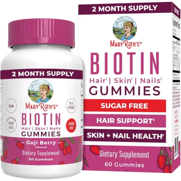 Biotin Gummies by MaryRuths  Sugar Free  2 Month Supply  Nutrients for Hair Skin ampamp Nails  Biotin 2500mcg  Zinc  B Vitamins  Biotin Gummies for Hair  Vegan  NonGMO  Gluten Free  60 CountBerry