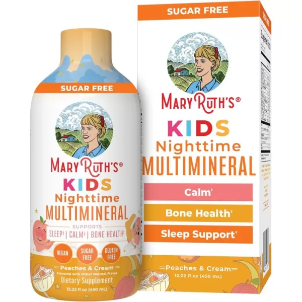 Kids Liquid Nighttime Multimineral by MaryRuths  Kids Vitamins  Bone Health  Calm Calcium Magnesium Supplement  Vegan  Sugar Free  30180 Servings  1522 fl oz