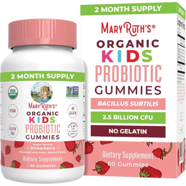 Kids Probiotics for Digestive Health  USDA Organic Probiotic Gummies  2 Month Supply  Probiotics for Kids  Immune Support  Gut Health Supplement  Vegan  NonGMO  Gluten Free  60 CountStrawberry