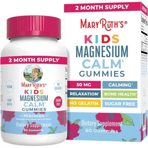 MaryRuth Organics Kids Magnesium Citrate Gummies by MaryRuths  2 Month Supply  SugarFree  Calm Magnesium Gummies for Kids 2  Bone Health  Calcium Absorption  Vegan  60 Count