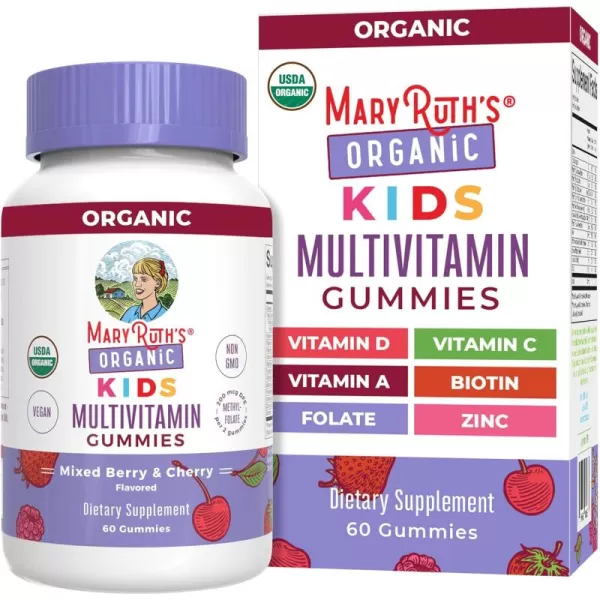 MaryRuth Organics Kids Vitamins  Multi  1 Month Supply  Kids Multivitamin Gummies for Ages 2  Multivitamin for Kids  Vitamins for Kids  Vegan  Only 2 Gummies a Day  60 Count 