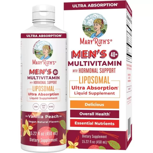 MaryRuth Organics Mens 40 Multivitamin Liposomal with Hormonal Support  Ultra Absorption  Immune Support  Reproductive Health  Energy Supplement for Men  Non GMO  Vegan  1522oz