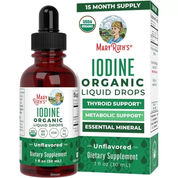 MaryRuth Organics Potassium Iodide  Iodine Supplement  1 Year Supply  Iodine Drops  USDA Organic  Nascent Iodine  Vegan  Packaging May Vary  1 Fl Oz