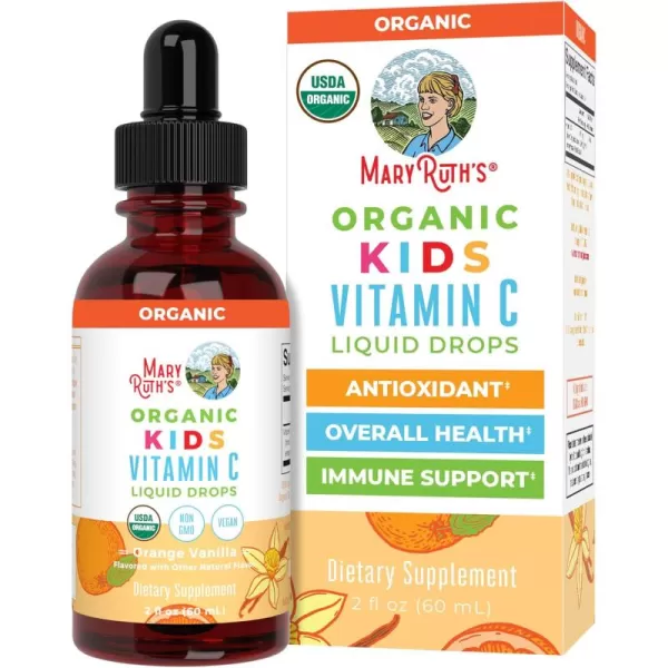 MaryRuth Organics USDA Organic Kids Vitamin C Drops  Vegan Vitamin C Immune Support Supplement for Ages 413  Immune Support ampamp Overall Health  Vitamin C from Organic Acerola Fruit Extract  2oz