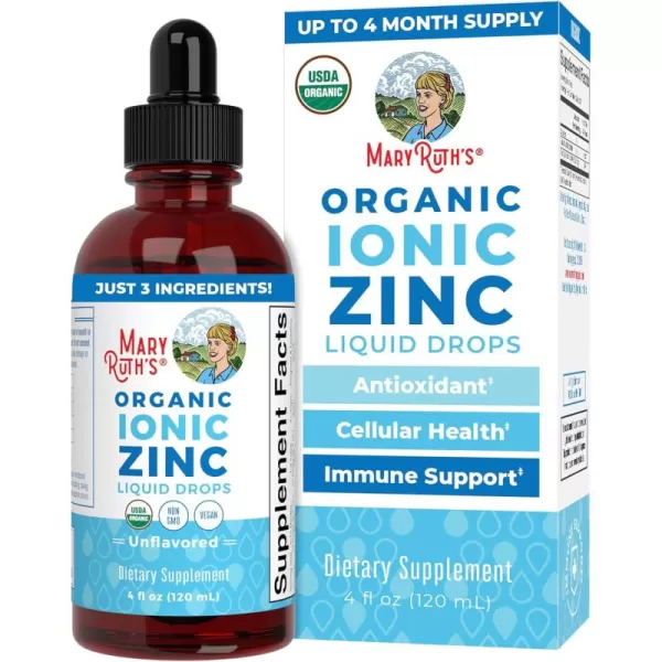 MaryRuth Organics Zinc Supplements for Immune Support Ionic Zinc for Kids ampamp Adults Liquid Zinc Supplement 40 Day Supply Zinc Sulfate Skin Care Supplement Vegan Gluten Free Glycerin Based 4 oz