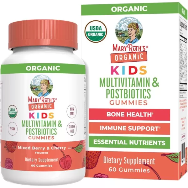 MaryRuths Kids Multivitamin Gummies  Postbiotics  USDA Organic Vitamins for Kids with Lactobacillus Rhamnosus  Vegan NonGMO  Multi with Postbiotics for Ages 4  60 Count