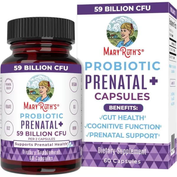 MaryRuths Prenatal Vitamins ampamp Probiotics  59 Billion CFU  Vitamin D3 ampamp B12  Iron  Folate  Selenium  Choline  Vegan  NonGMO  60 Capsules